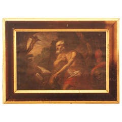 Antique 18th Century Oil Painting of St. Jerome