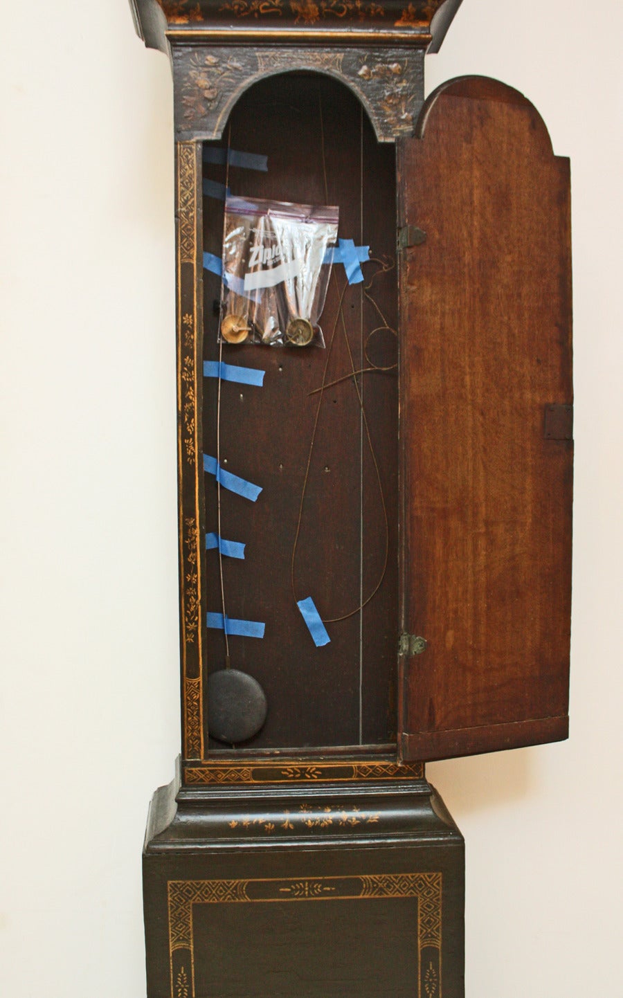 Wood A George II Black and Gilt-Japanned Longcase Clock by Joseph Davis
