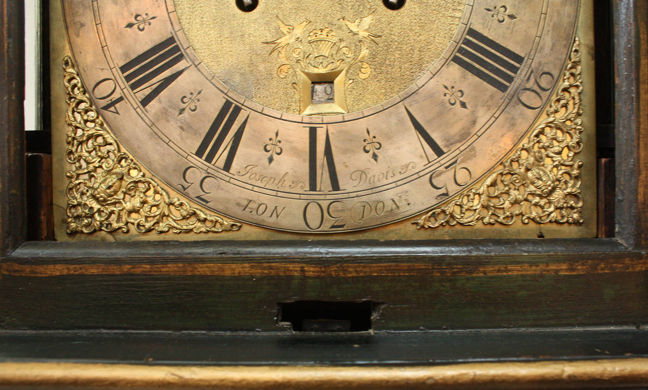 English A George II Black and Gilt-Japanned Longcase Clock by Joseph Davis