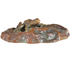 Used Patinated Bronze Figural Frog  by Jules Moigniez
