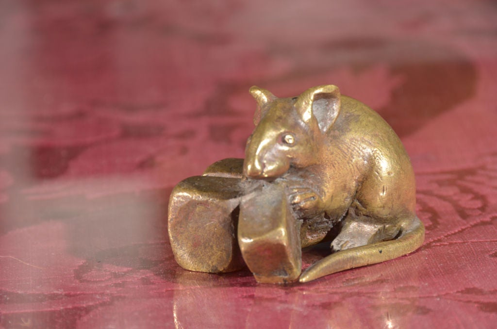 small cute mouse with cubes of cheese, heavy, solid sculpture with a nice patina
no marks / signature

may be late 19th century