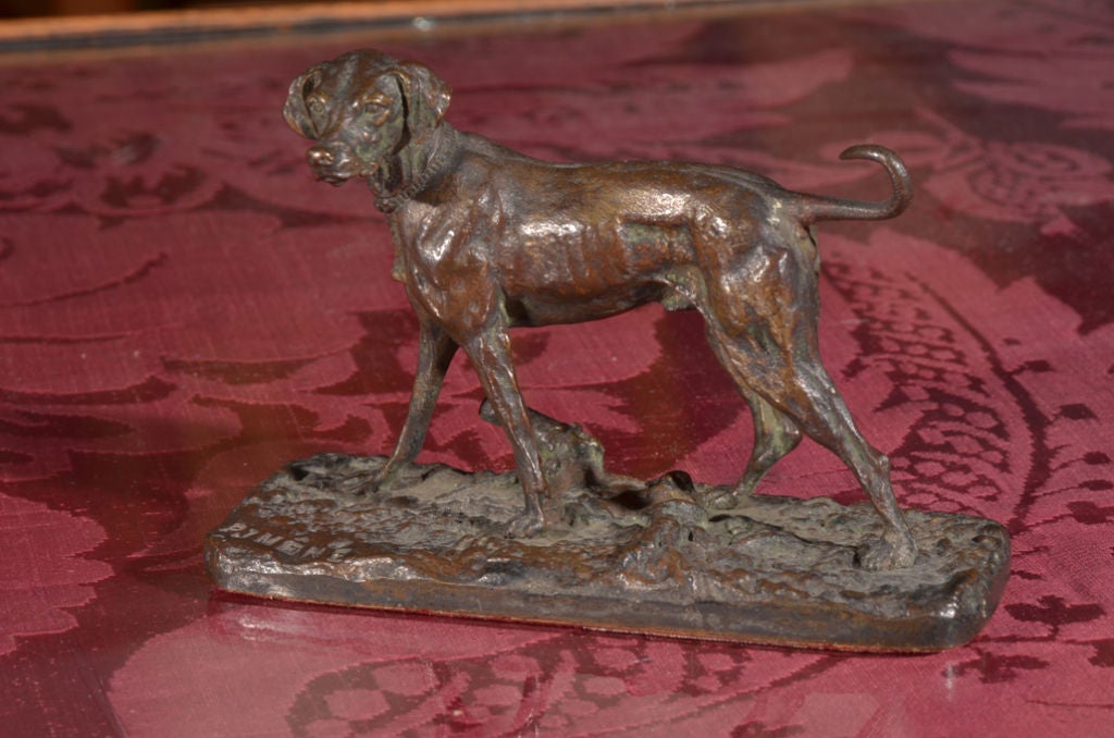 Small Bronze Sporting Dog by P. J. Mene