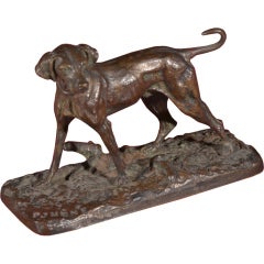 Small Bronze Sporting Dog by P. J. Mene