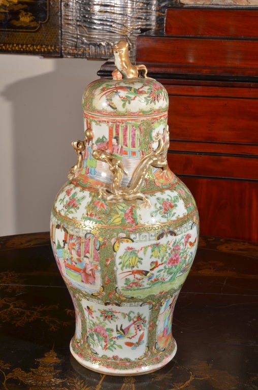 Large Famille Rose Covered Vase