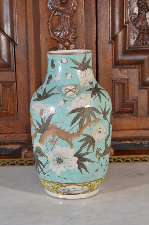 19th Century Chinese Vase with Dancing Dragon