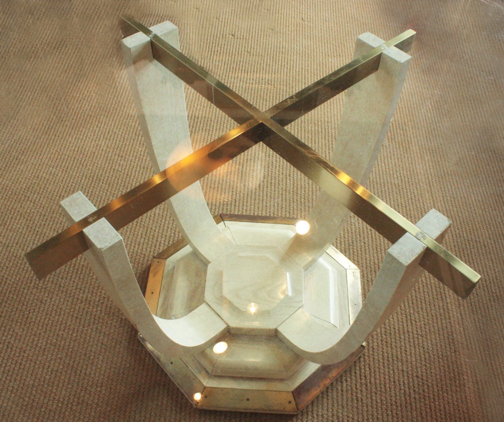A Glass Dining Table with Octagonal Base