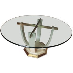 A Glass Dining Table with Octagonal Base