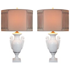 Pair of Neoclassic Lamps with Harpy Handles