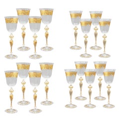 Two Sets of Venetian Enameled Wine Glasses by Salviati