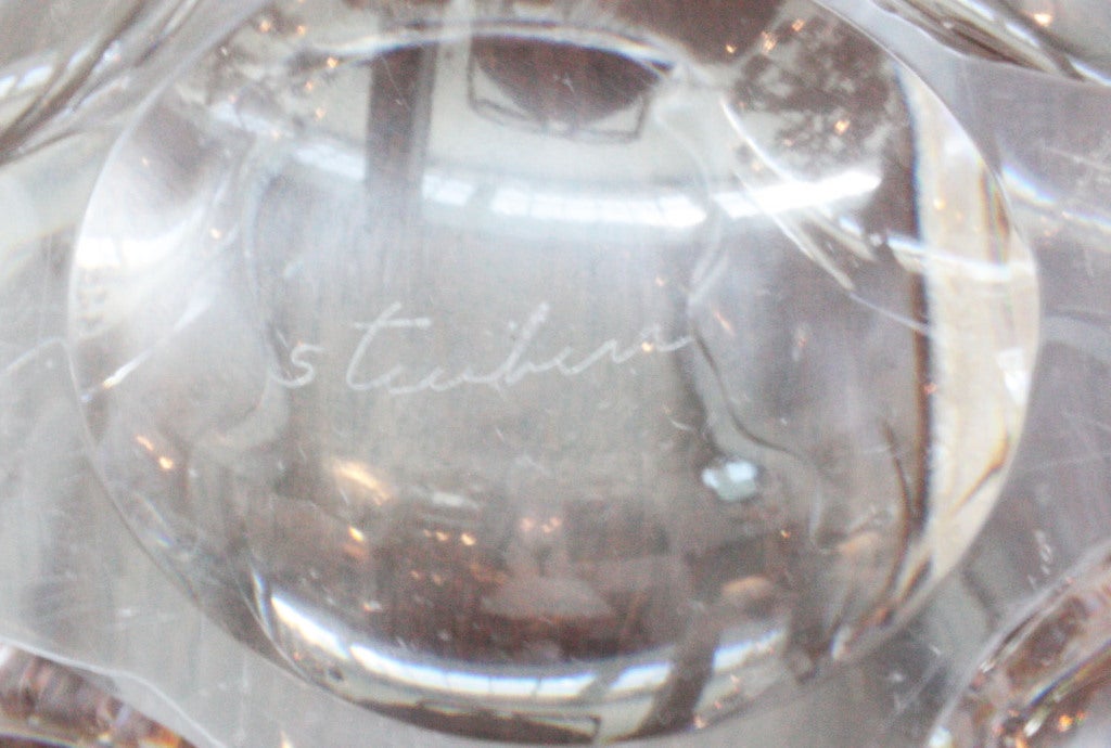 American Signed Steuben Crystal Grotesque Bowl