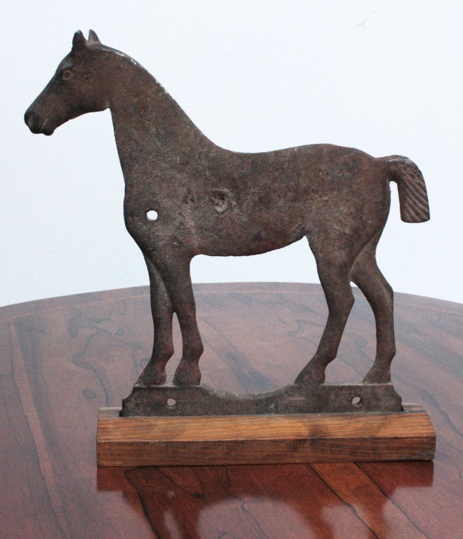 Cast Iron Horse with Wooden Base