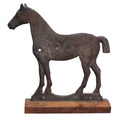 Cast Iron Horse with Wooden Base