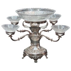 Silver Plated and Cut Glass Epergne