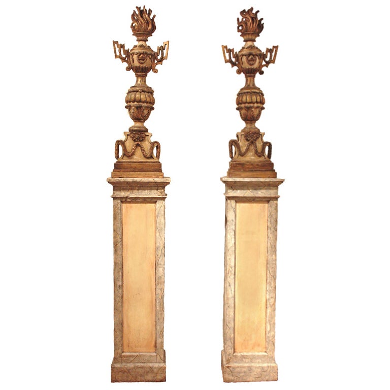 18th Century Italian Torchieres on Early 20th Century Plinths