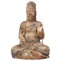 Large Carved Wooden Buddha