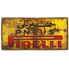Vintage Giant Arabic Advertising Sign for Pirelli Tyres