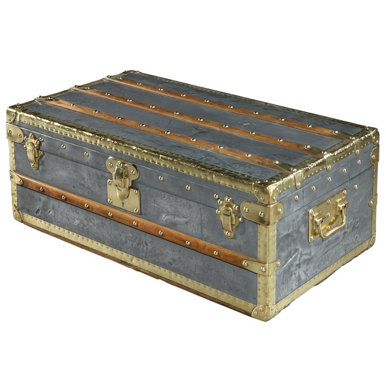 Antique Louis Vuitton zinc exploration trunk 1881 - Pinth Vintage