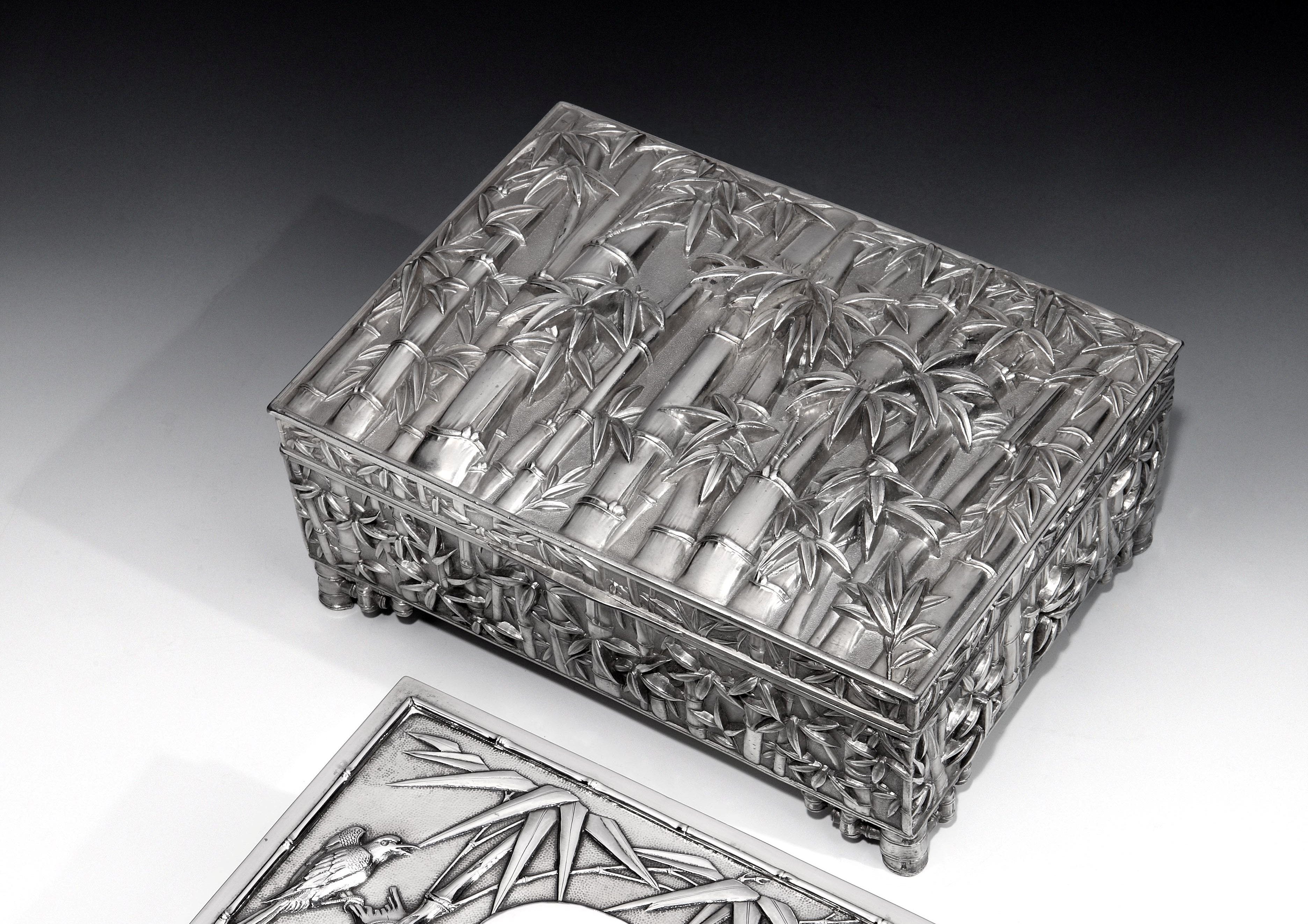 Chinese Silver Art Deco 'Bamboo' Jewel Box ca. 1925
