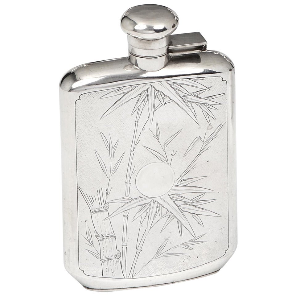 Art Deco Sterling Silver Hipflask by Jack Hing