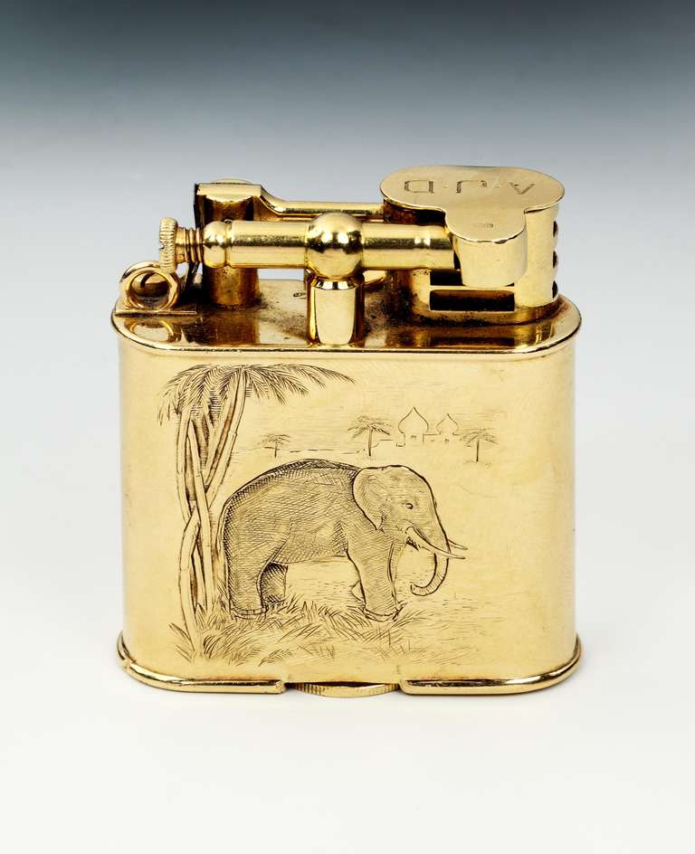 Art déco Très rare:: briquet de poche en or 18ct 'Unique 'A' Sports'