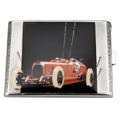 Sehr seltenes 'Racing Car' Art Deco Zigarettenetui von E. Zwickl ca. 1928