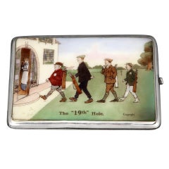 Antique 'The 19th Hole' Sterling Silver and Enamel Golf Cigarette Case, 1913