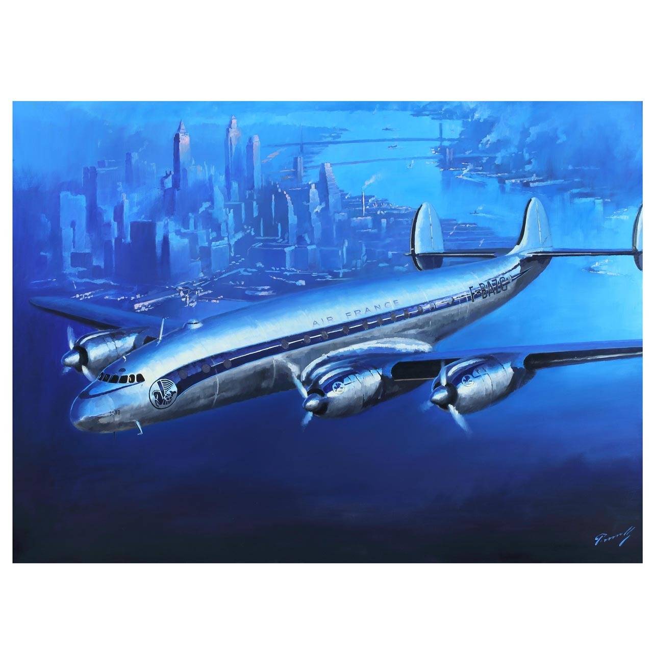 Lucio Perinotto 'Air France Constellation' Painting For Sale