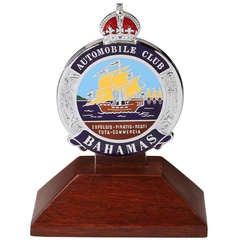 Vintage Large Enamel 'Bahamas Automobile Club' Car Badge ca. 1950