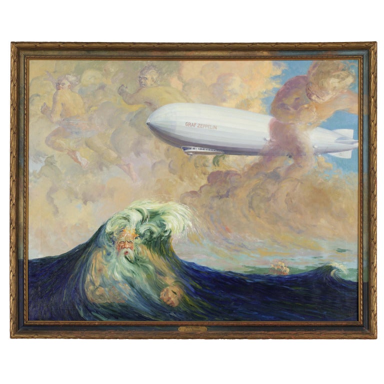 Graf Zeppelin painting by Frederich A Dahme at 1stdibs