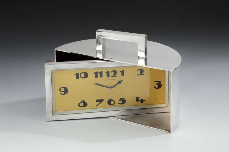 French Art Deco Demilune Clock or Trinket Box