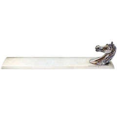 Silver-Plated Hermès Straight-Edge/Rule with Horse's Head Detail 12
