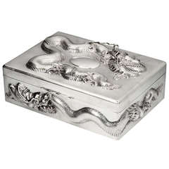 Sterling Silver Chinese Dragon Cigar Box 7