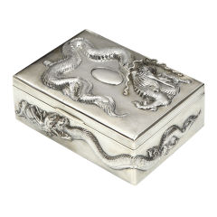 Chinese Sterling silver cigar box.