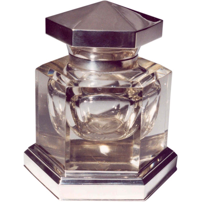 Hexagonal Art Deco inkwell.