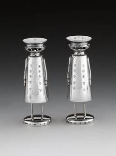 Sterling Silver "Edwardian Motorist" Salt & Pepper Pots