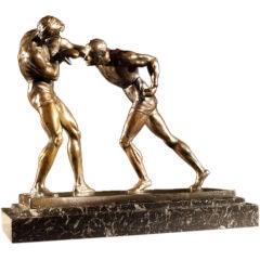 'Boxers' bronze by Marcel-André Bouraine (1886-1948) 9