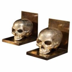 Silvered bronze ‘skull’ bookends