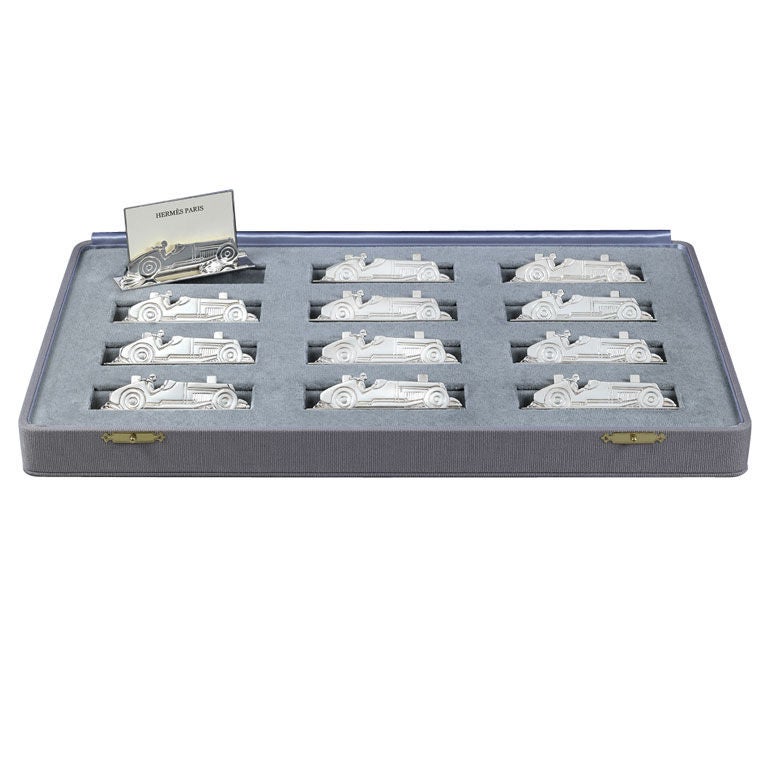 Art Deco motorcar place-card holders by Hermès, Paris. For Sale at 1stDibs