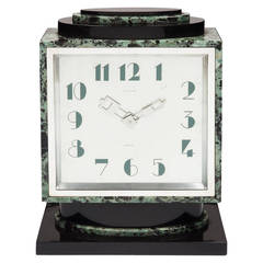 Art Deco Verde Antico Marble Clock