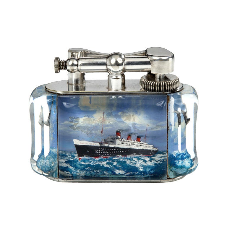 Queen Mary 'Aquarium' table lighter by Alfred Dunhill, c. 1950 