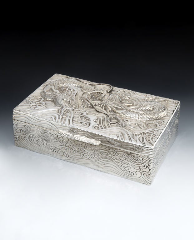 Large Chinese Sterling Cigar Box.