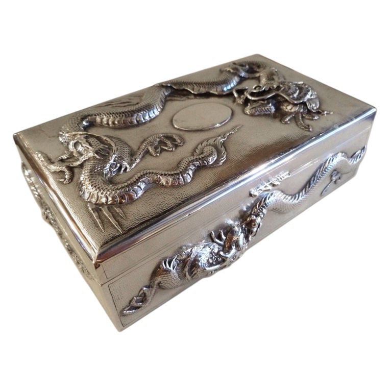 Chinese silver cigar/cigarette box.