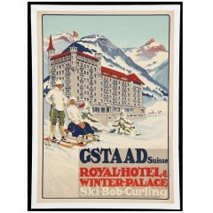 Antique Rare original Royal Hotel in Gstaad poster, 1913