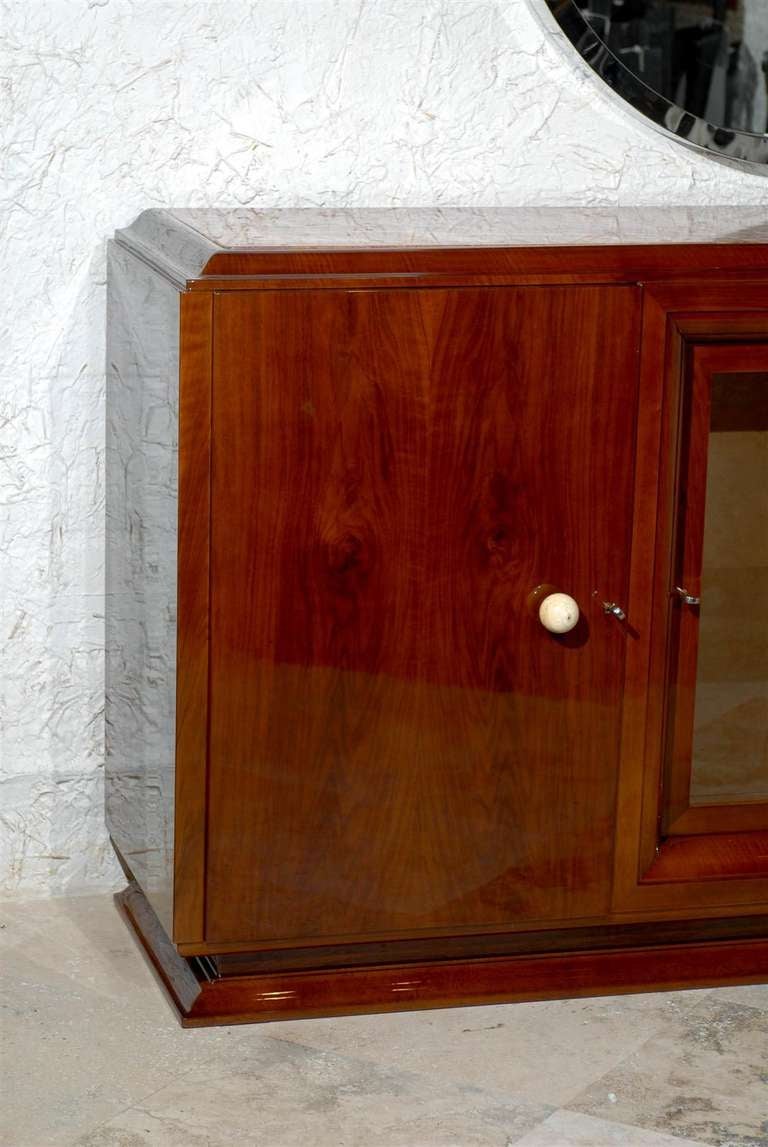 French Art Deco Walnut Sideboard with Wavy Red Onyx Top from the 1930s 1