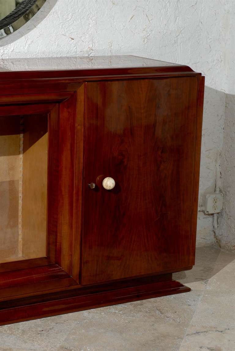 French Art Deco Walnut Sideboard with Wavy Red Onyx Top from the 1930s 2