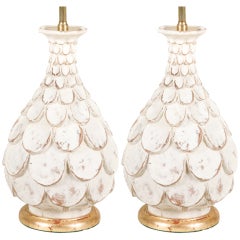 Carved Painted Wooden Lamps