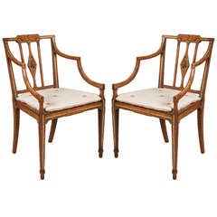 Pair of Late 18th Century Painted Elbow Chairs