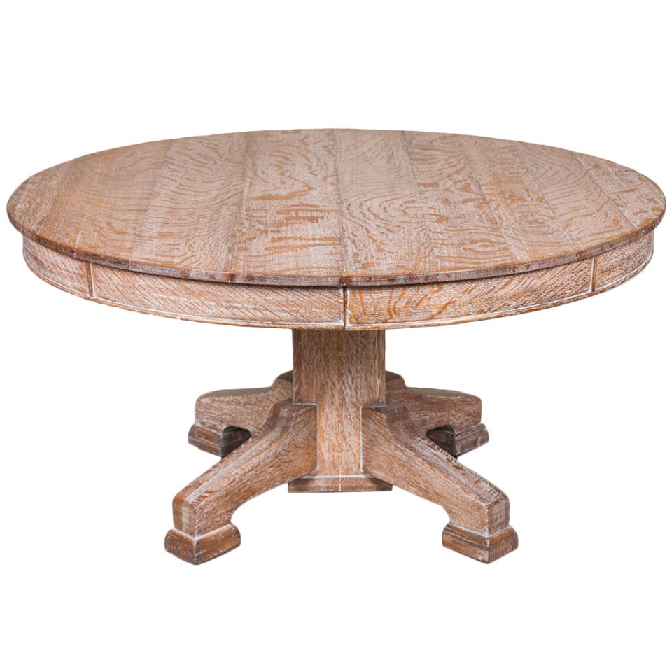 Limed Oak Circular Dining Table For Sale