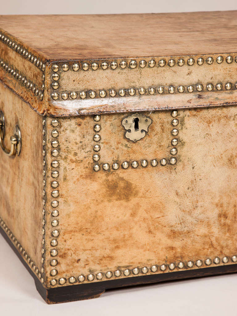 19th Century Faded Hide Trunk