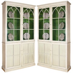 Pair of painted gothic cabinets
